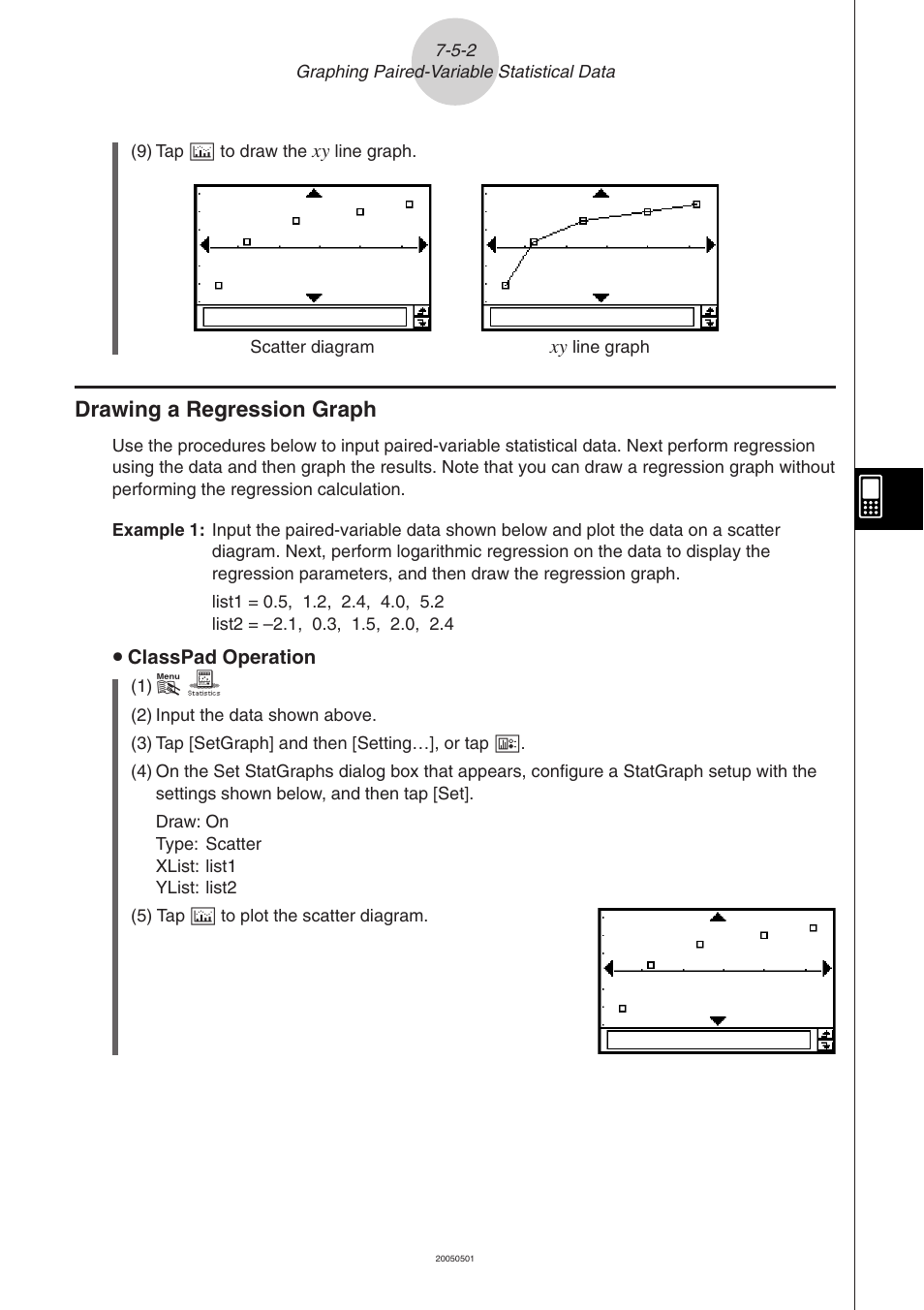 Drawing a regression graph -5-2, Drawing a regression graph | Casio ClassPad 300 PLUS User Manual | Page 345 / 753