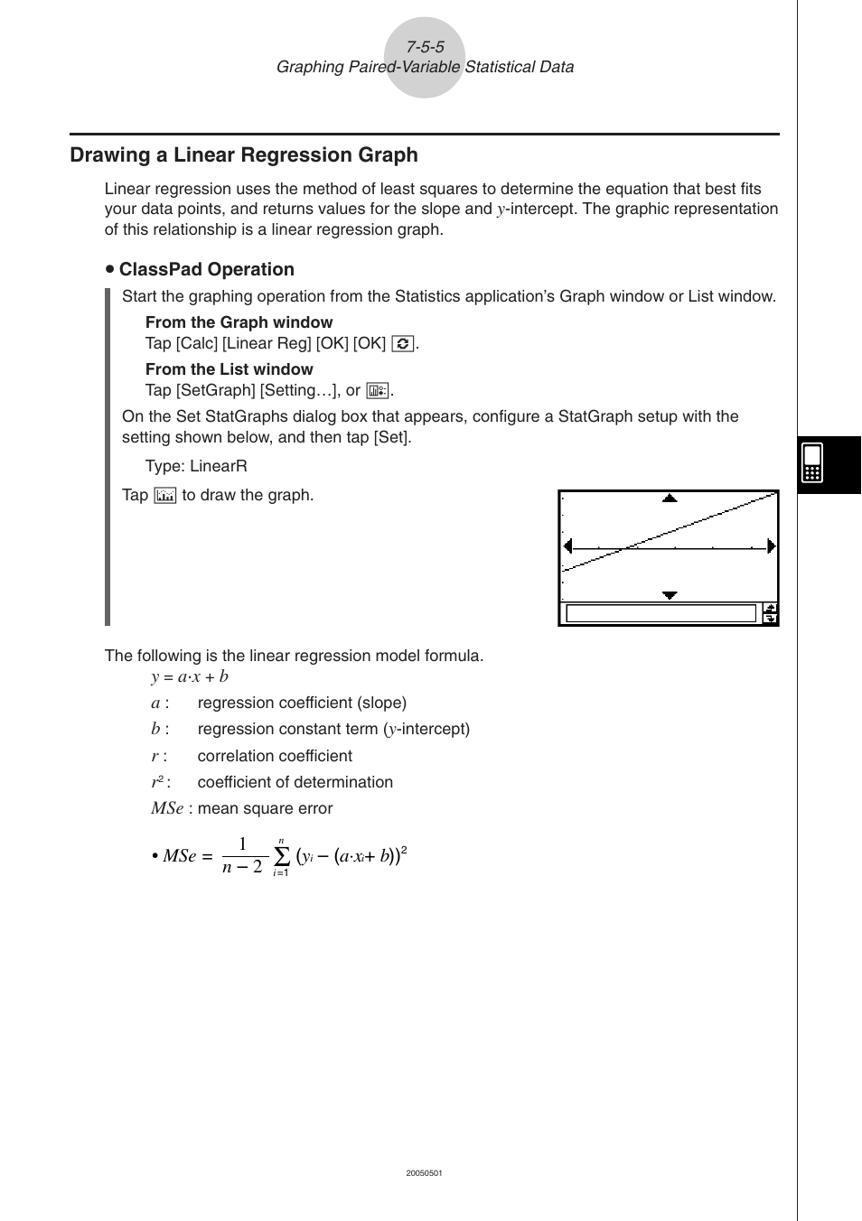 Drawing a linear regression graph -5-5, Drawing a linear regression graph | Casio ClassPad 300 PLUS User Manual | Page 348 / 753