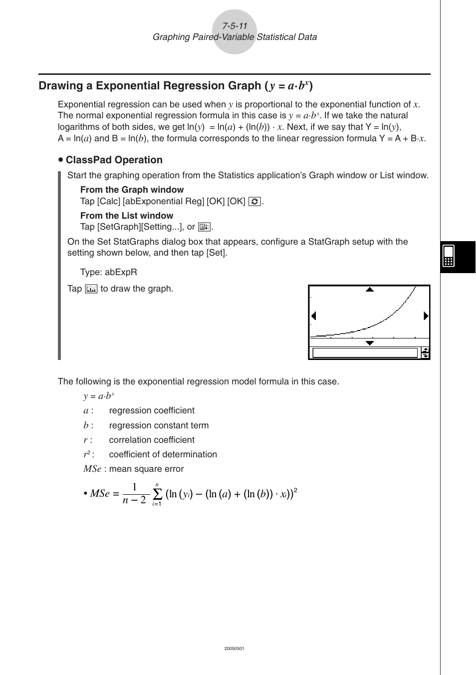 Drawing a exponential regression graph | Casio ClassPad 300 PLUS User Manual | Page 354 / 753