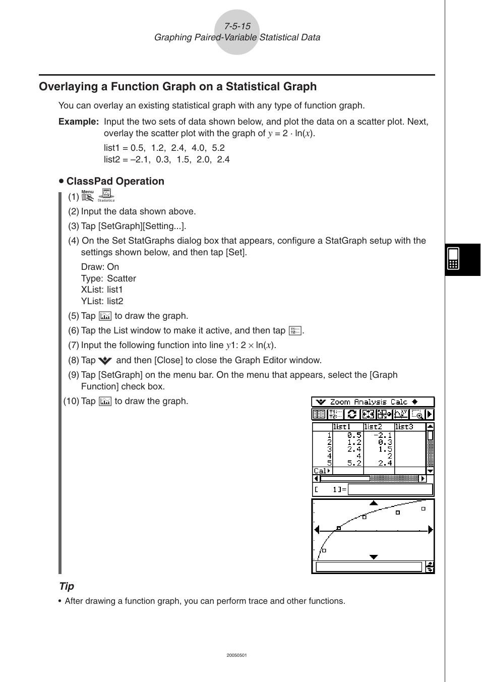 Overlaying a function graph on a statistical graph | Casio ClassPad 300 PLUS User Manual | Page 358 / 753