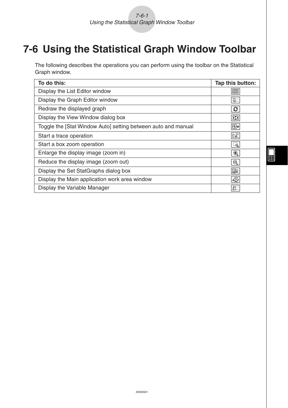 6 using the statistical graph window toolbar, 6 using the statistical graph window toolbar -6-1, Using the statistical graph window toolbar | Casio ClassPad 300 PLUS User Manual | Page 359 / 753