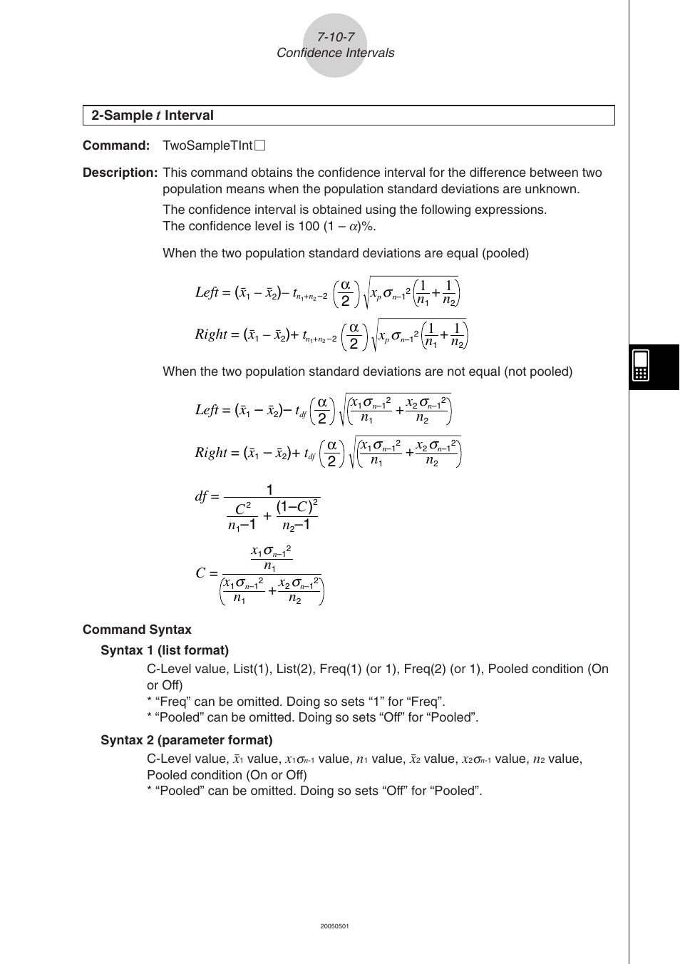 Left = ( o, T α 2 right = ( o, T α 2 | 1 + n, Α2 right = ( o, Α2 + n, Σ+ n, Σc = df = 1 c, 1 + (1– c ) | Casio ClassPad 300 PLUS User Manual | Page 386 / 753