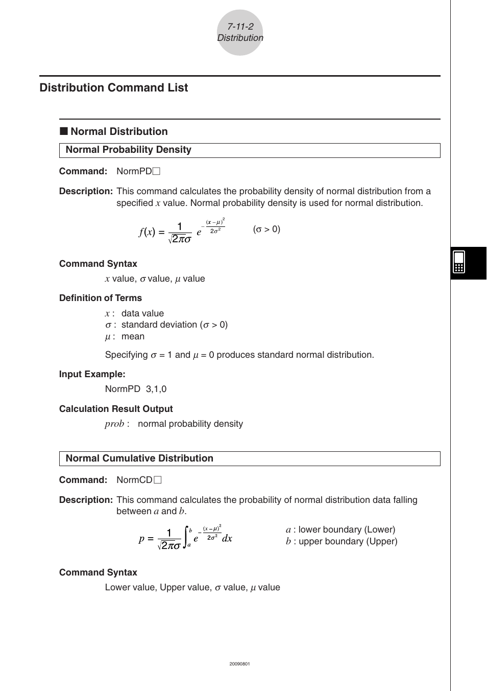 Distribution command list -11-2, Distribution command list | Casio ClassPad 300 PLUS User Manual | Page 389 / 753