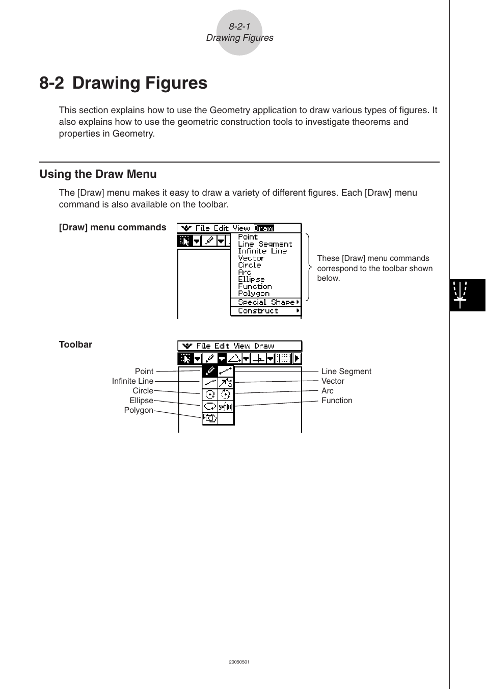 2 drawing figures, 2 drawing figures -2-1, Using the draw menu -2-1 | Drawing figures, Using the draw menu | Casio ClassPad 300 PLUS User Manual | Page 405 / 753