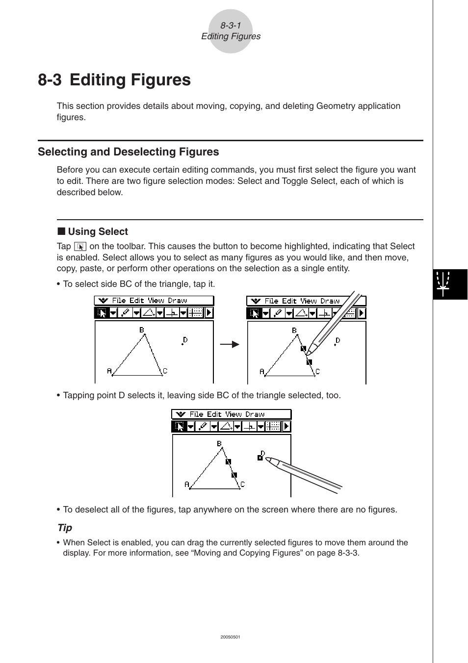 3 editing figures, 3 editing figures -3-1, Selecting and deselecting figures -3-1 | Editing figures | Casio ClassPad 300 PLUS User Manual | Page 431 / 753