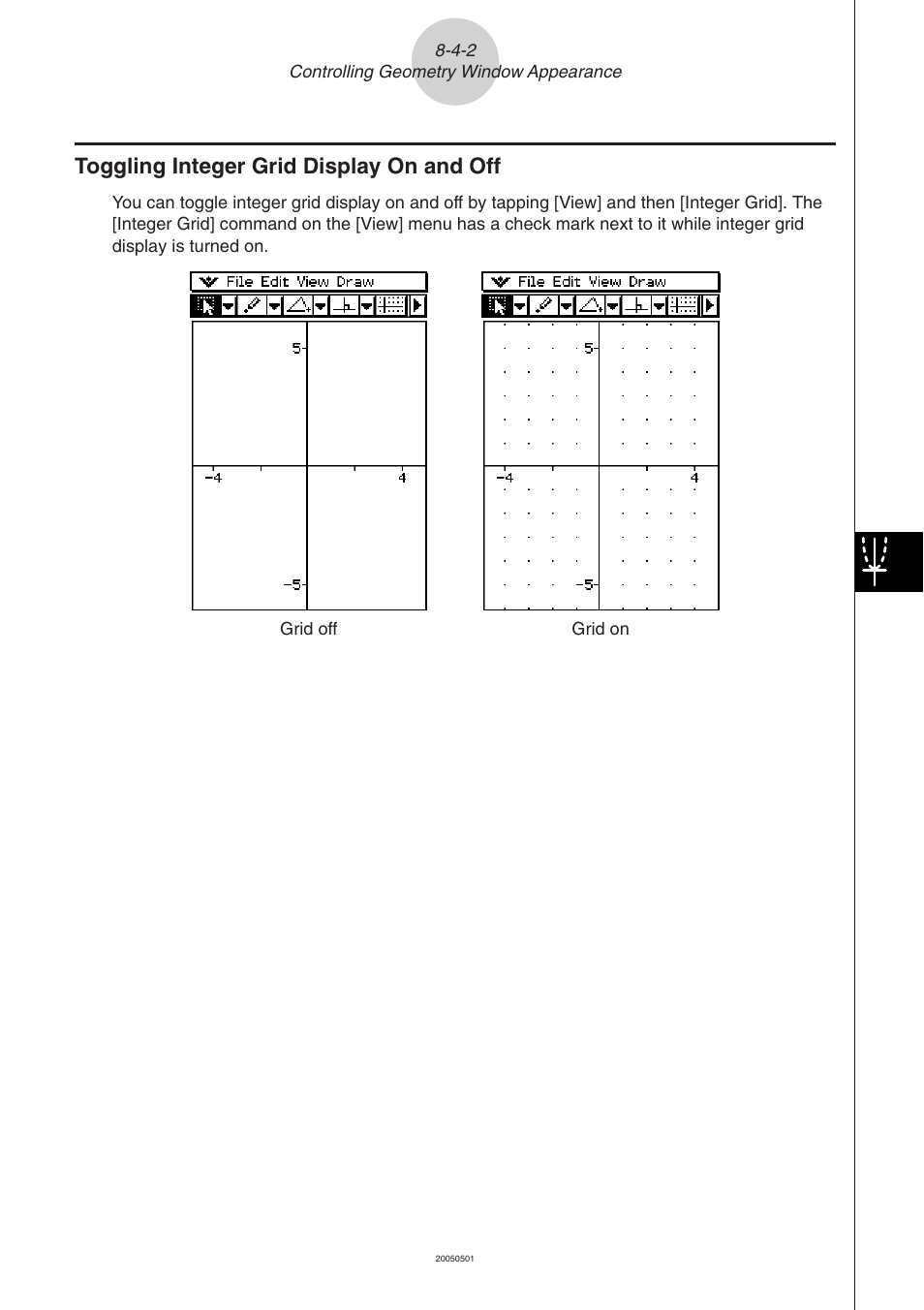 Toggling integer grid display on and off -4-2, Toggling integer grid display on and off | Casio ClassPad 300 PLUS User Manual | Page 441 / 753