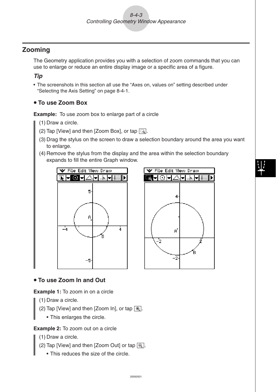 Zooming -4-3, Zooming | Casio ClassPad 300 PLUS User Manual | Page 442 / 753