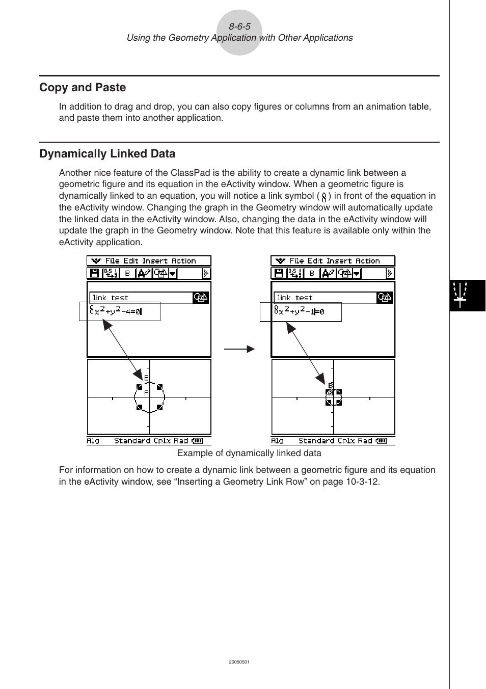 Copy and paste -6-5 dynamically linked data -6-5, Copy and paste, Dynamically linked data | Casio ClassPad 300 PLUS User Manual | Page 457 / 753