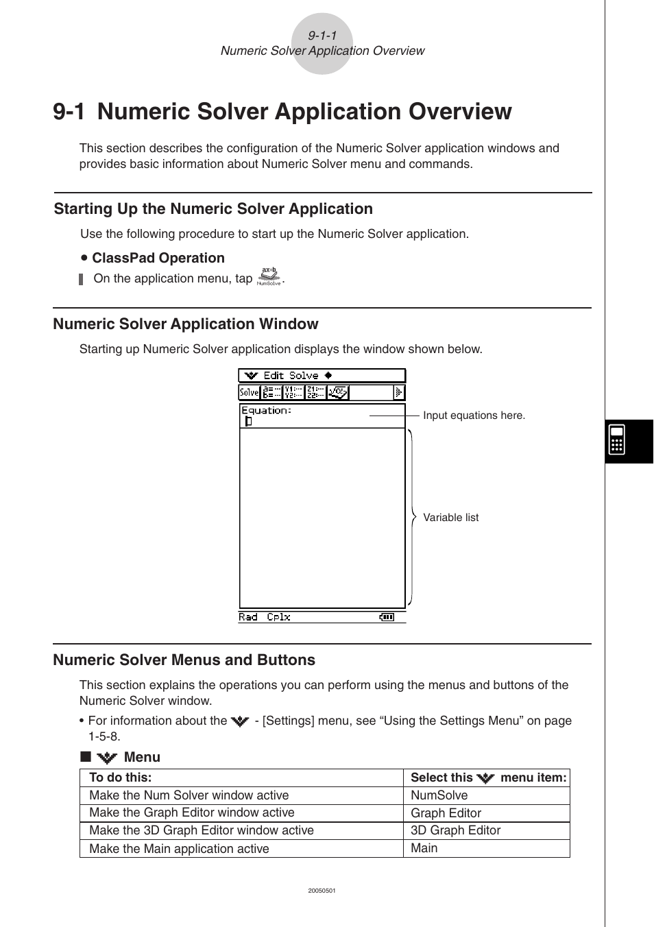 1 numeric solver application overview, 1 numeric solver application overview -1-1, Numeric solver application overview | Casio ClassPad 300 PLUS User Manual | Page 464 / 753