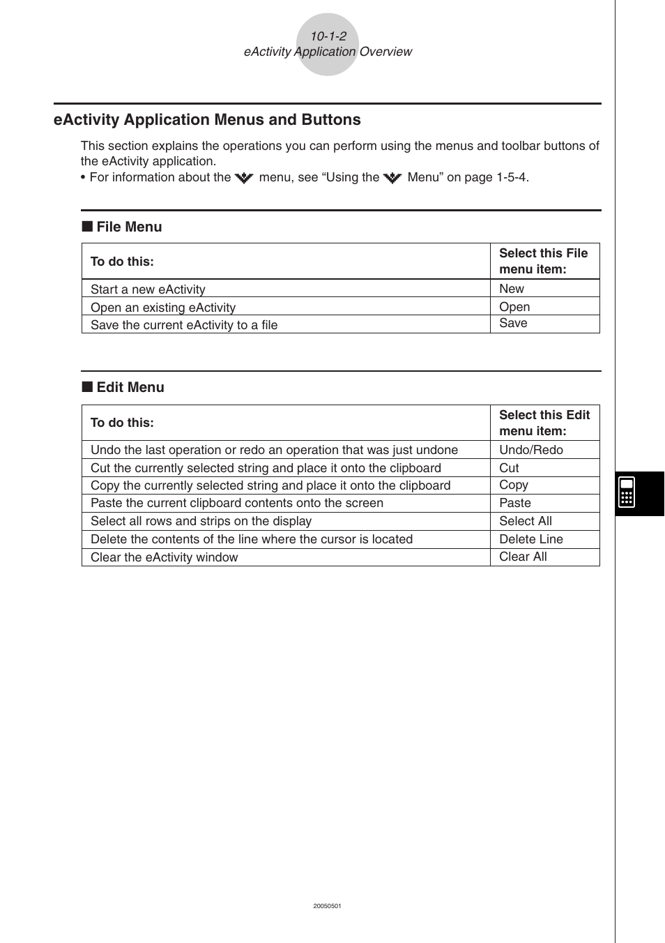 Eactivity application menus and buttons -1-2, Eactivity application menus and buttons | Casio ClassPad 300 PLUS User Manual | Page 470 / 753