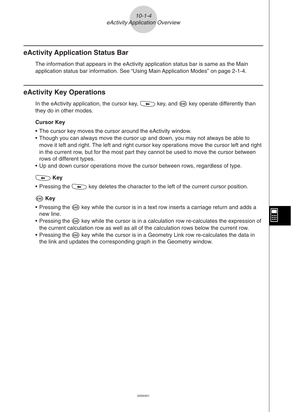 Eactivity application status bar, Eactivity key operations | Casio ClassPad 300 PLUS User Manual | Page 472 / 753