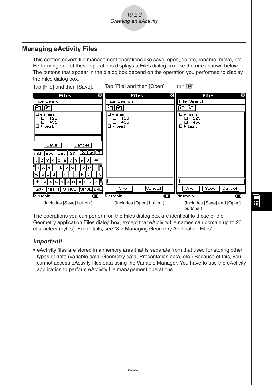 Managing eactivity files -2-3, Managing eactivity files | Casio ClassPad 300 PLUS User Manual | Page 475 / 753