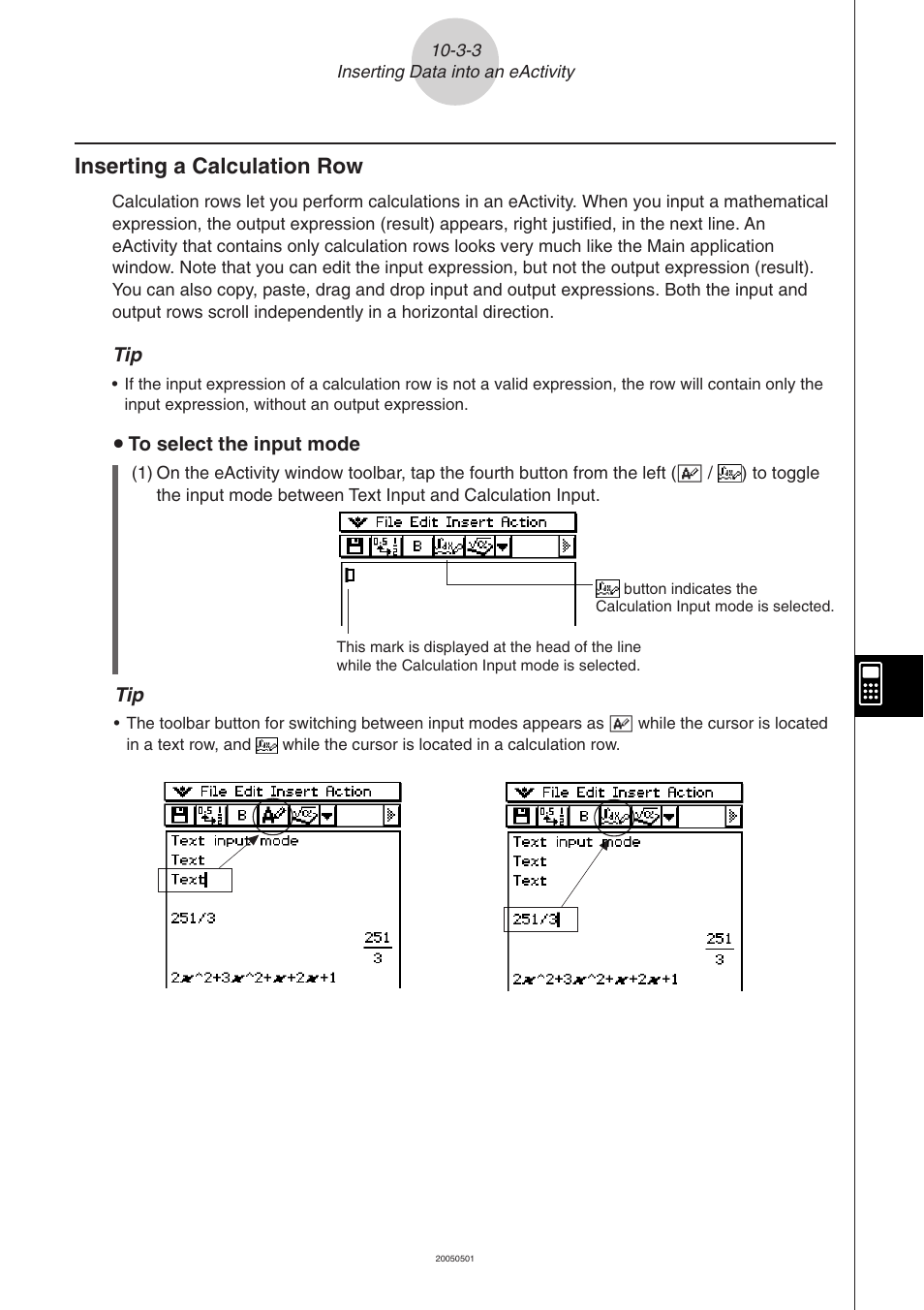 Inserting a calculation row -3-3, Inserting a calculation row | Casio ClassPad 300 PLUS User Manual | Page 478 / 753