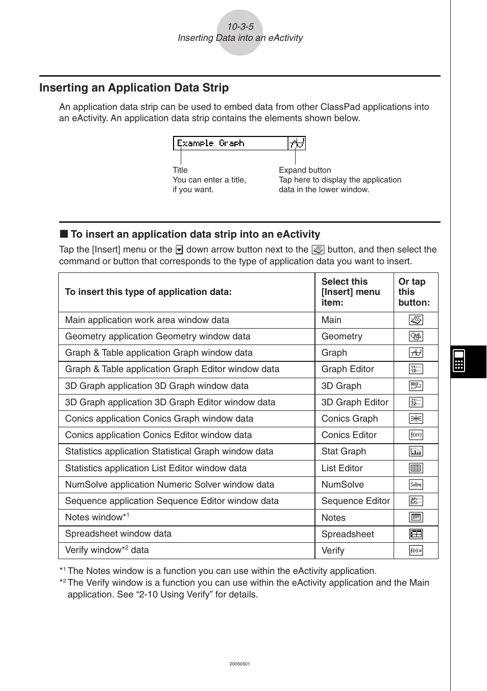 Inserting an application data strip -3-5, Inserting an application data strip | Casio ClassPad 300 PLUS User Manual | Page 480 / 753