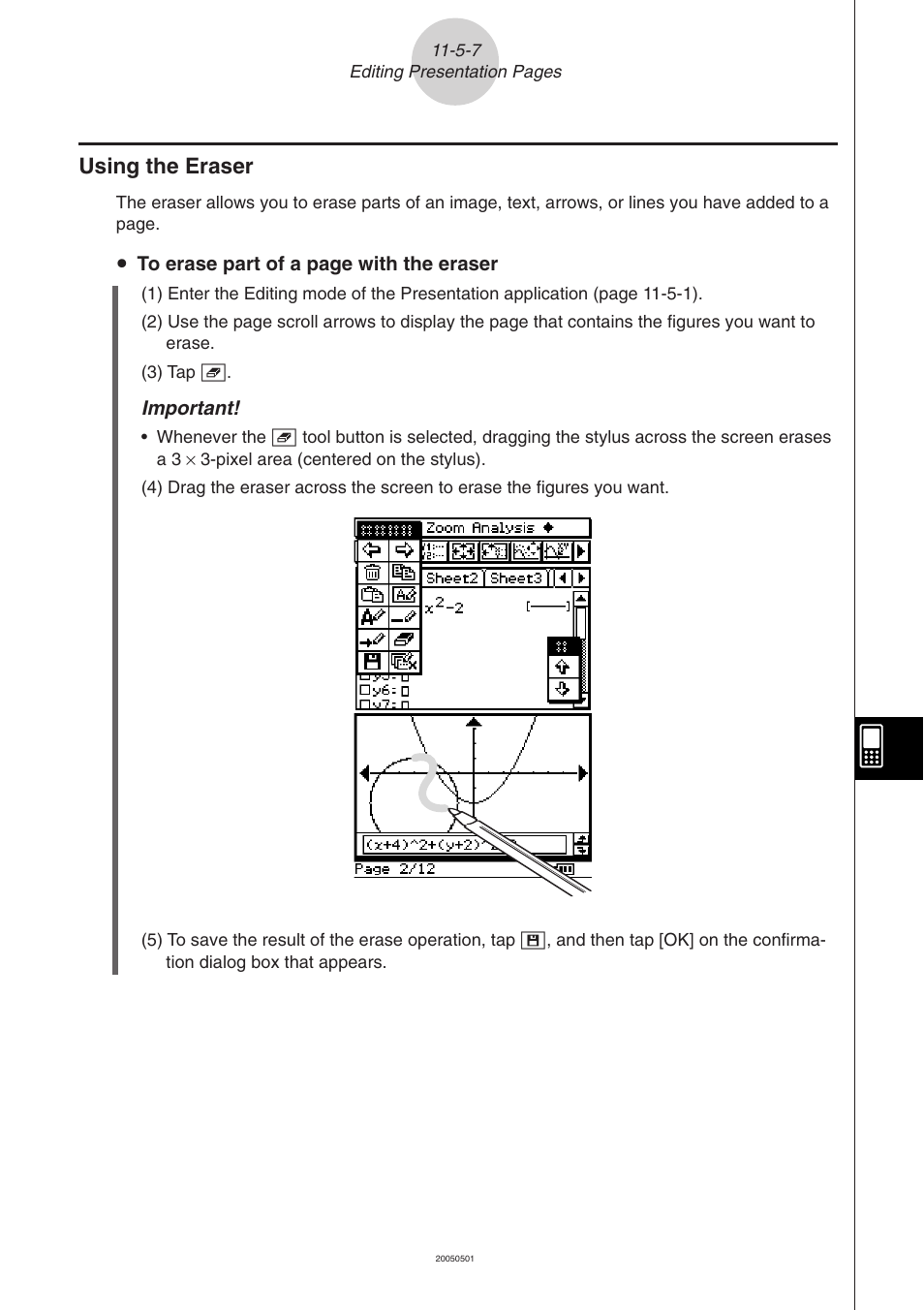 Using the eraser -5-7, Using the eraser | Casio ClassPad 300 PLUS User Manual | Page 514 / 753