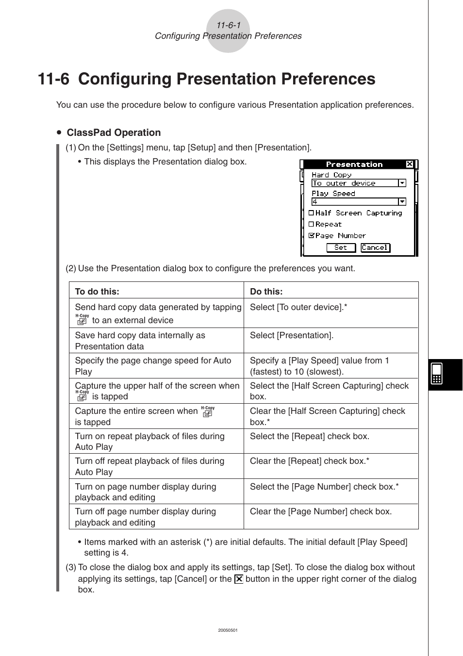 6 configuring presentation preferences, 6 configuring presentation preferences -6-1, Configuring presentation preferences | Casio ClassPad 300 PLUS User Manual | Page 515 / 753
