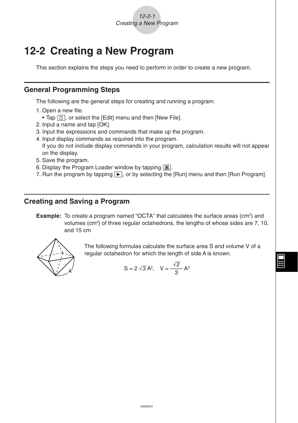 2 creating a new program, 2 creating a new program -2-1, Creating a new program | General programming steps, Creating and saving a program | Casio ClassPad 300 PLUS User Manual | Page 526 / 753