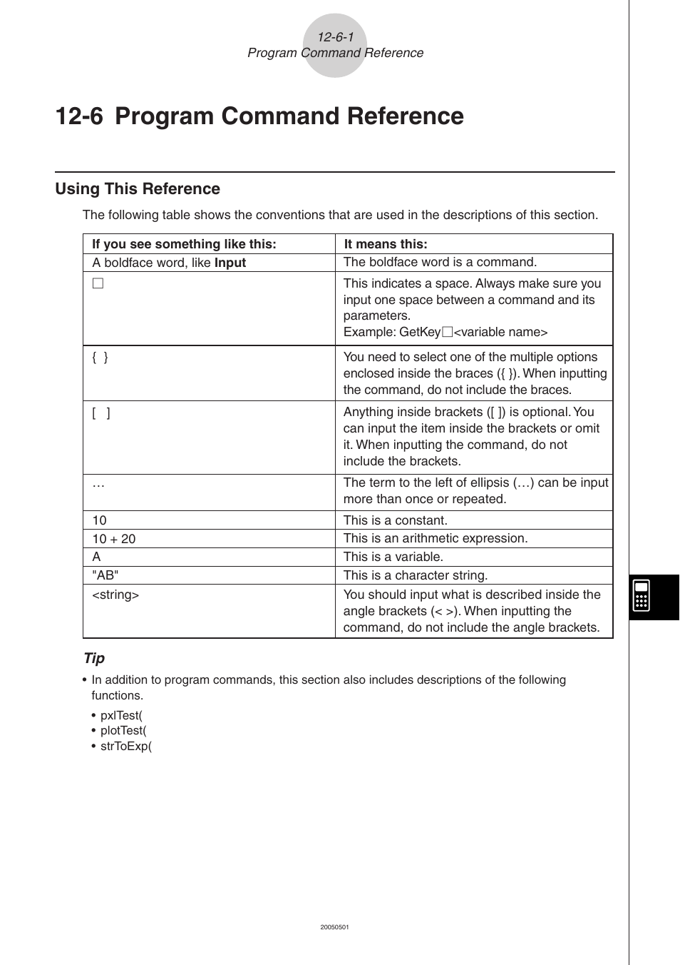 6 program command reference, 6 program command reference -6-1, Using this reference -6-1 | Program command reference, Using this reference | Casio ClassPad 300 PLUS User Manual | Page 546 / 753