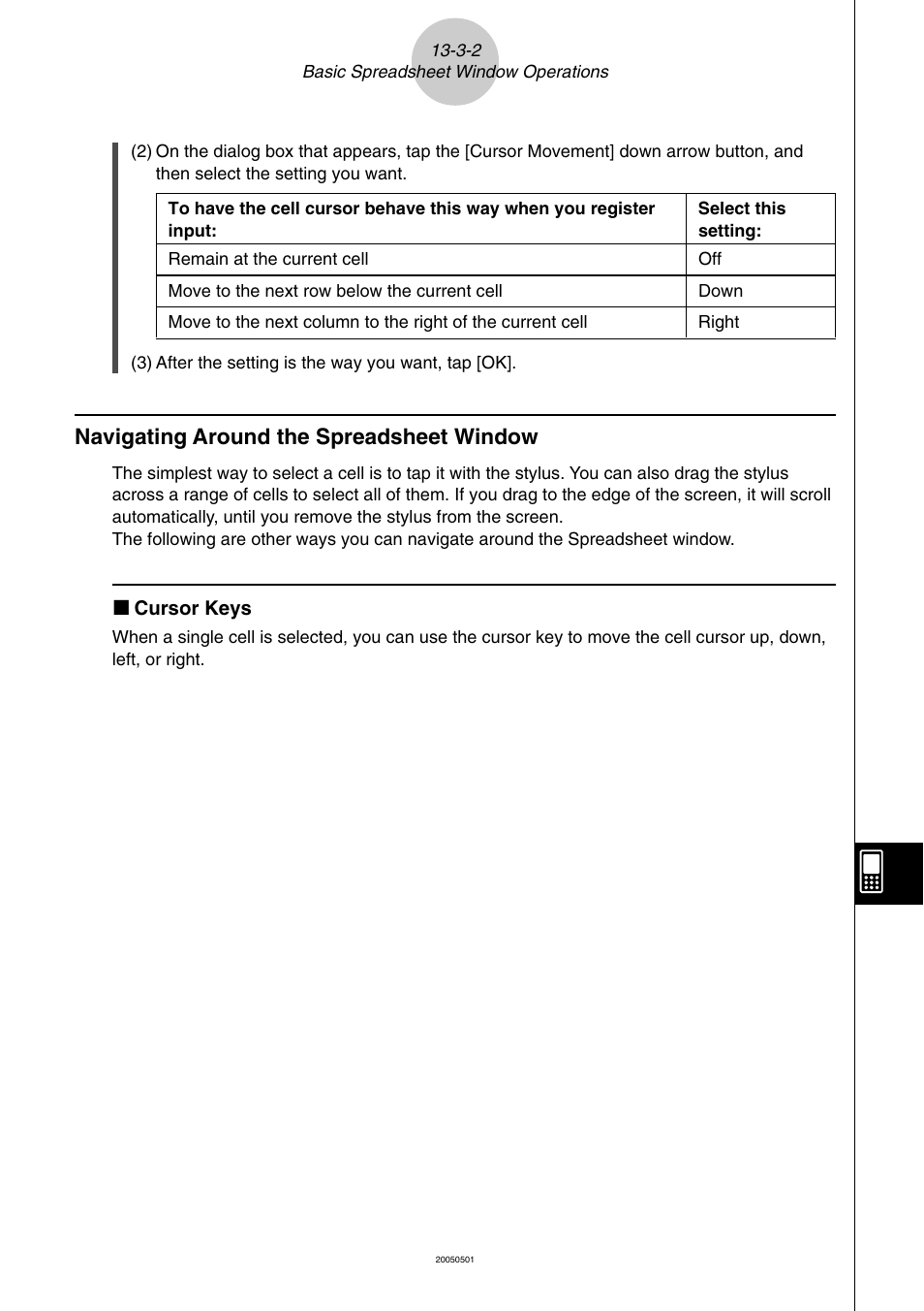 Navigating around the spreadsheet window -3-2, Navigating around the spreadsheet window | Casio ClassPad 300 PLUS User Manual | Page 602 / 753