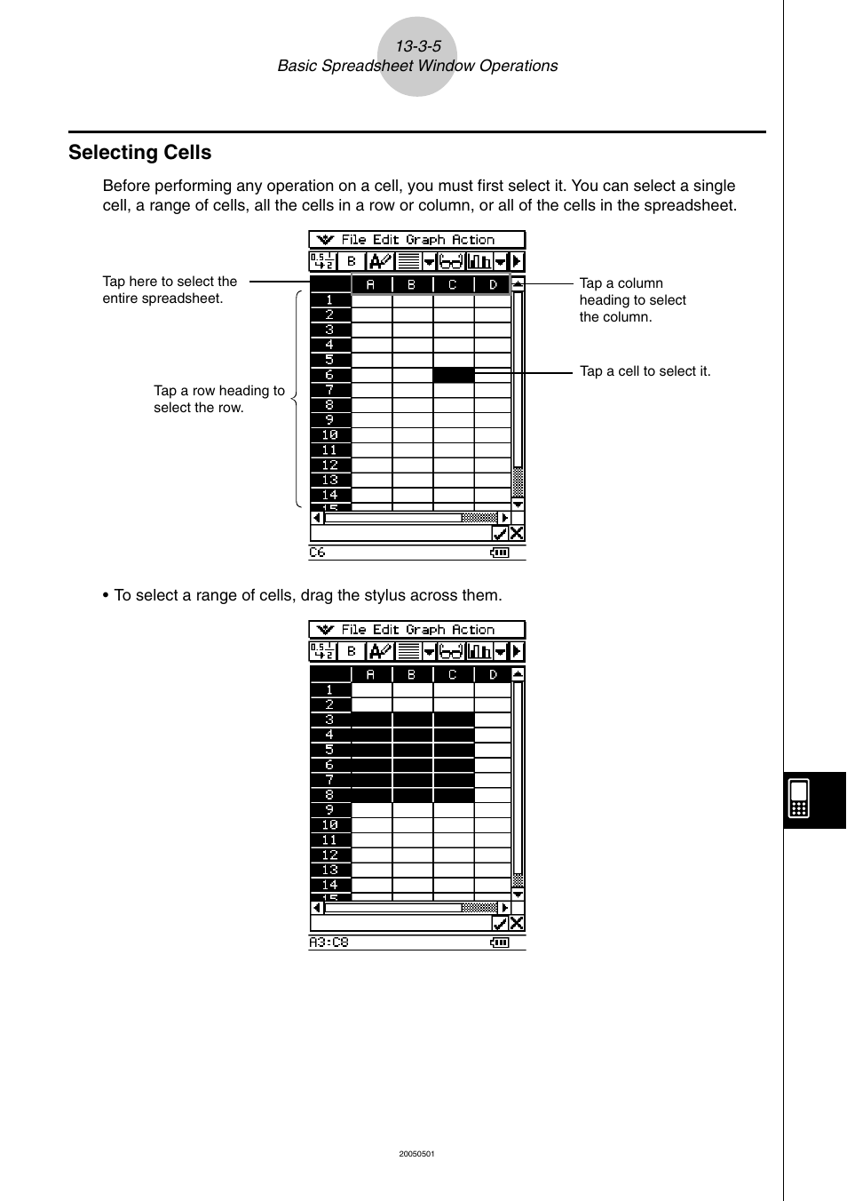 Selecting cells -3-5, Selecting cells | Casio ClassPad 300 PLUS User Manual | Page 605 / 753