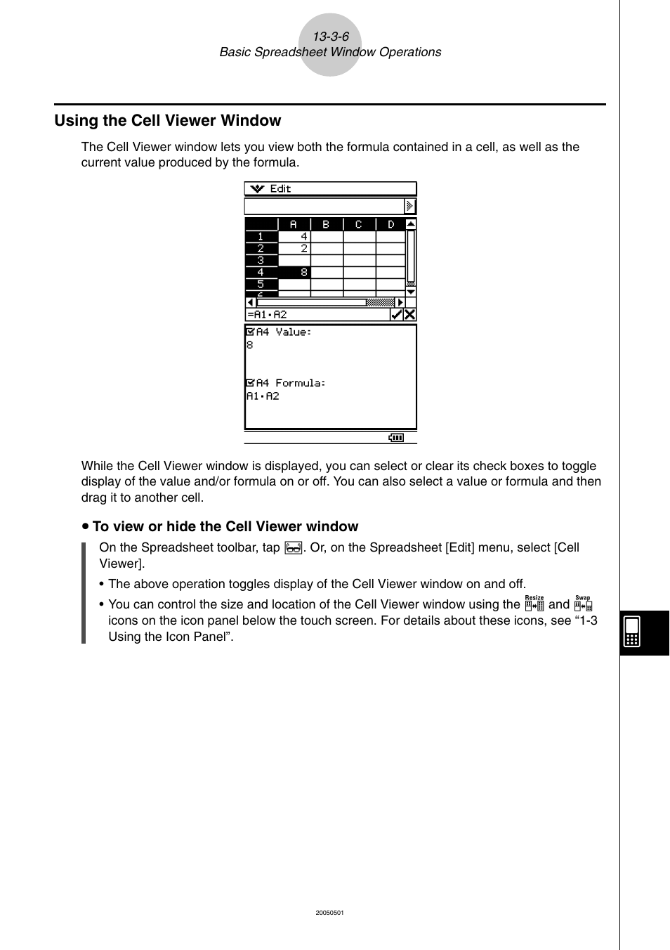 Using the cell viewer window -3-6, Using the cell viewer window | Casio ClassPad 300 PLUS User Manual | Page 606 / 753