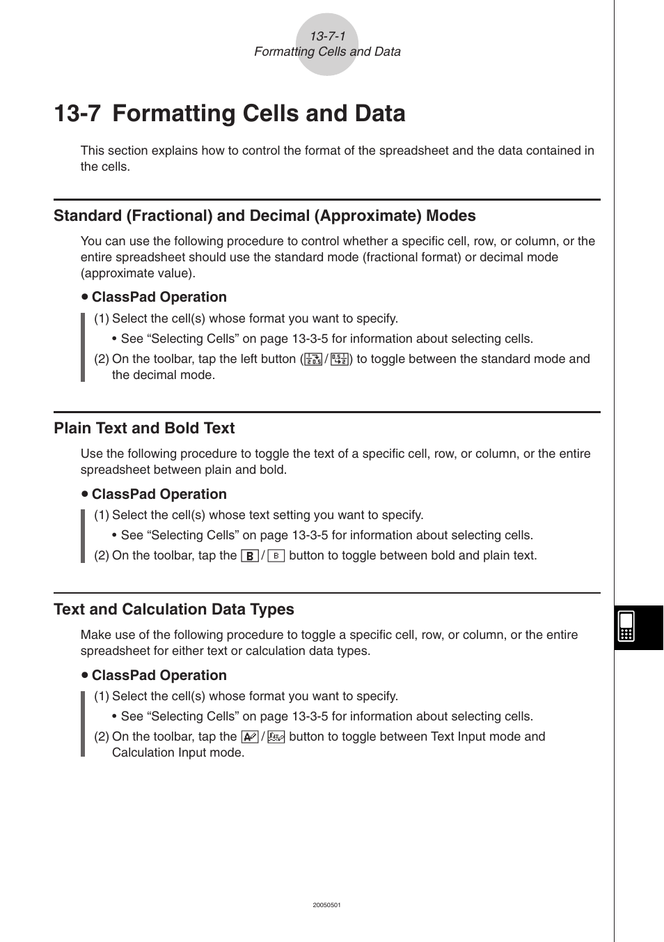 7 formatting cells and data, 7 formatting cells and data -7-1, Formatting cells and data | Casio ClassPad 300 PLUS User Manual | Page 643 / 753