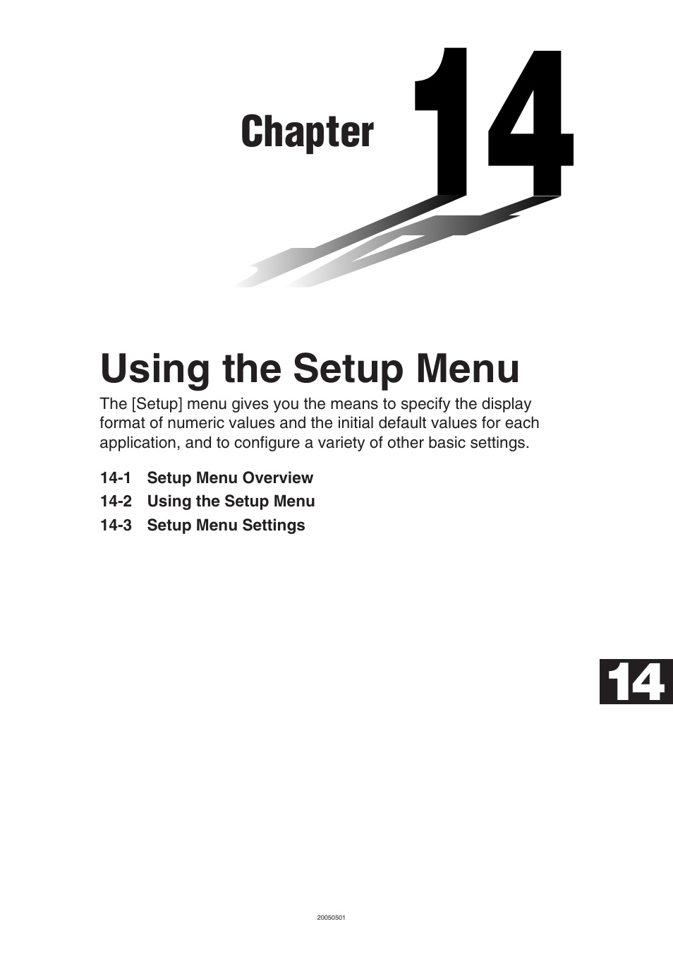 Chapter 14 using the setup menu, Chapter, Using the setup menu | Casio ClassPad 300 PLUS User Manual | Page 668 / 753