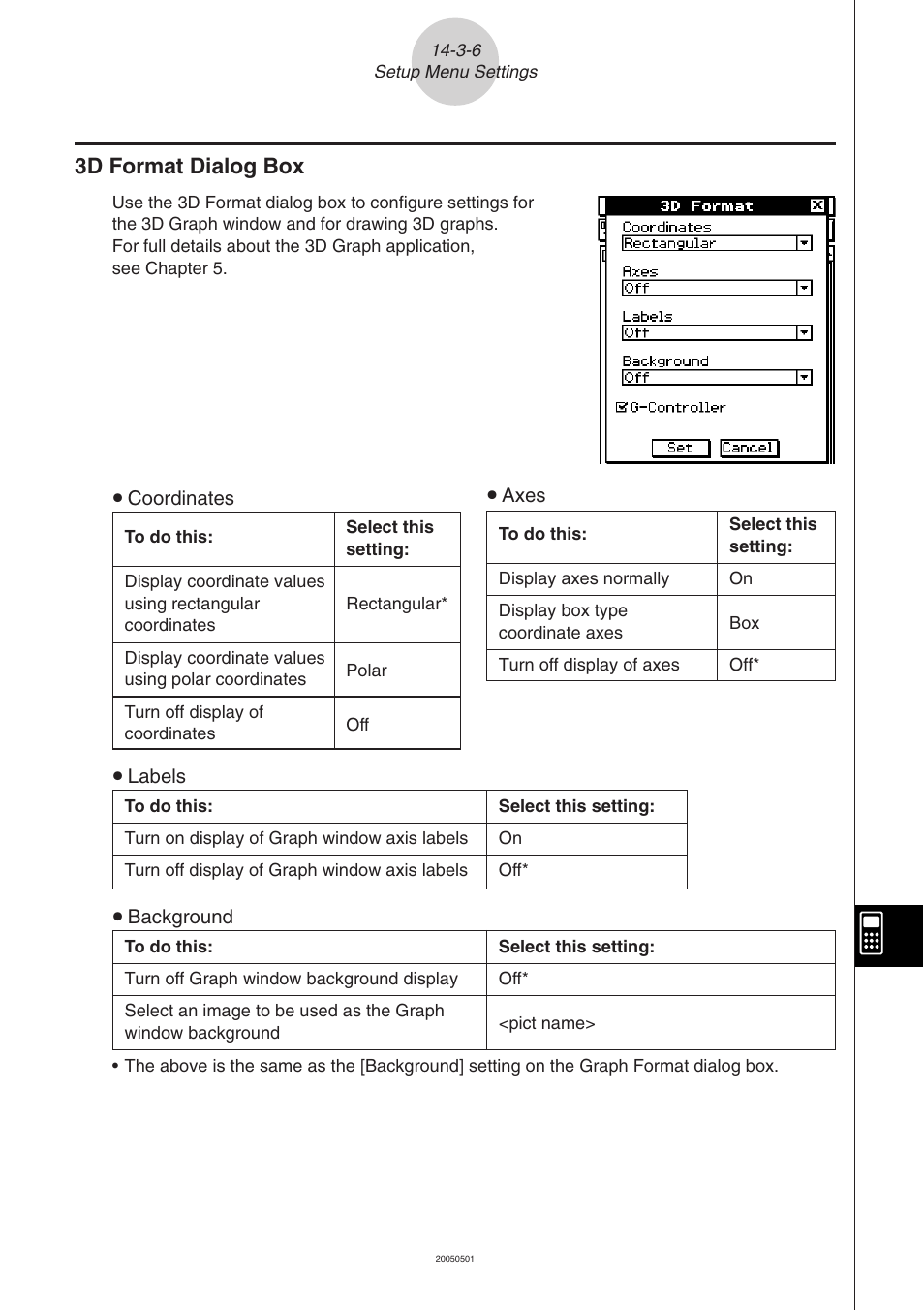 3d format dialog box -3-6, 3d format dialog box | Casio ClassPad 300 PLUS User Manual | Page 678 / 753