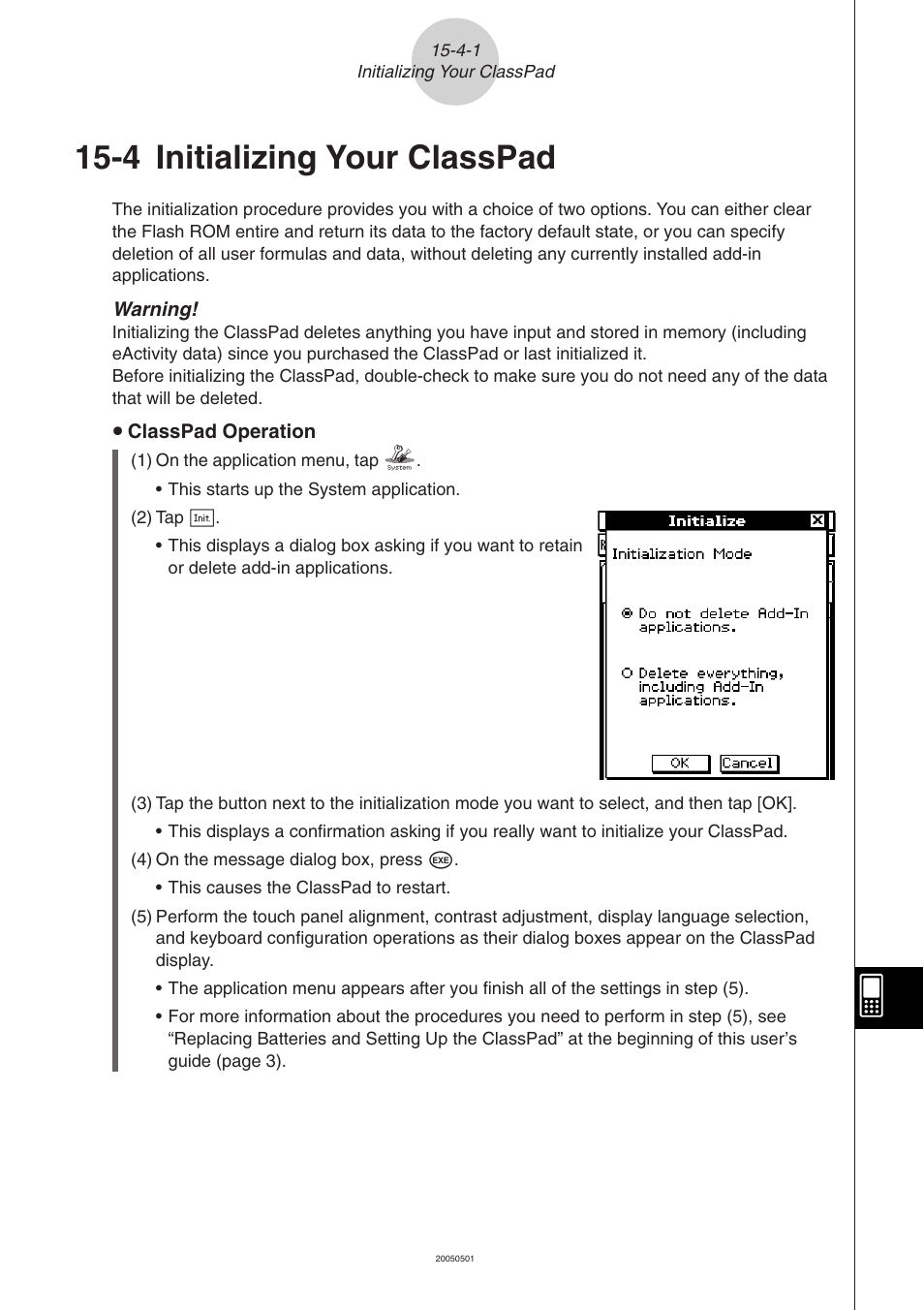 4 initializing your classpad, 4 initializing your classpad -4-1 | Casio ClassPad 300 PLUS User Manual | Page 688 / 753