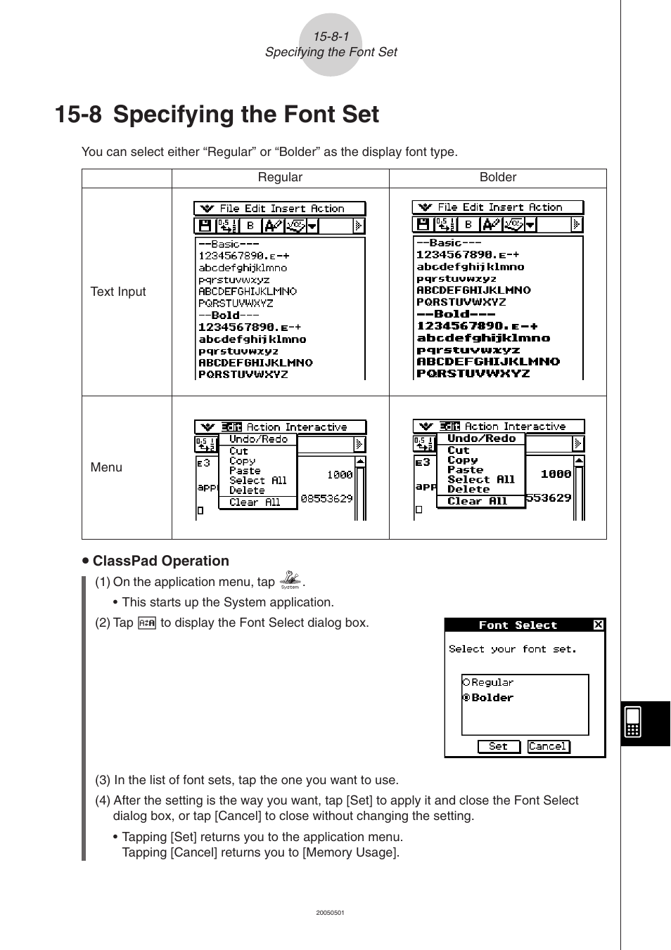 8 specifying the font set, 8 specifying the font set -8-1 | Casio ClassPad 300 PLUS User Manual | Page 693 / 753