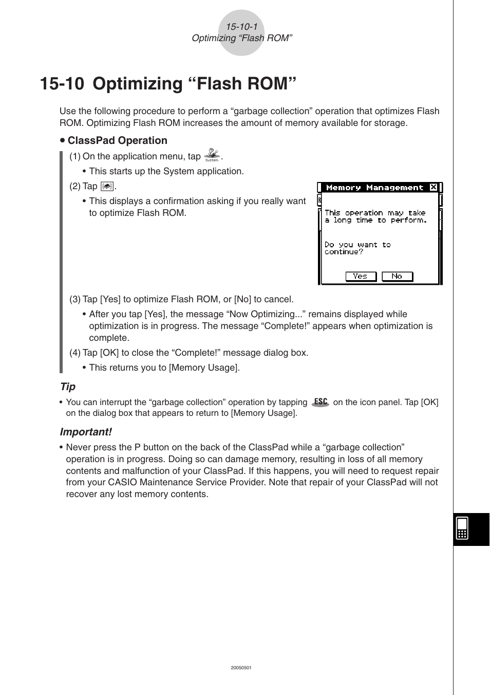 10 optimizing “flash rom, 10 optimizing “flash rom” -10-1 | Casio ClassPad 300 PLUS User Manual | Page 695 / 753