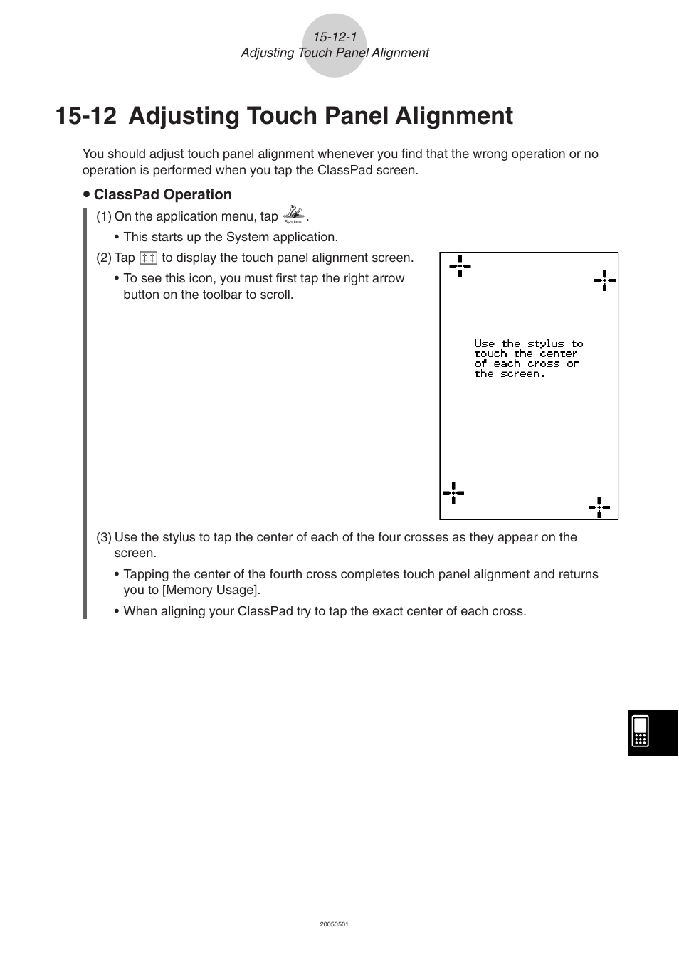 12 adjusting touch panel alignment, 12 adjusting touch panel alignment -12-1 | Casio ClassPad 300 PLUS User Manual | Page 697 / 753