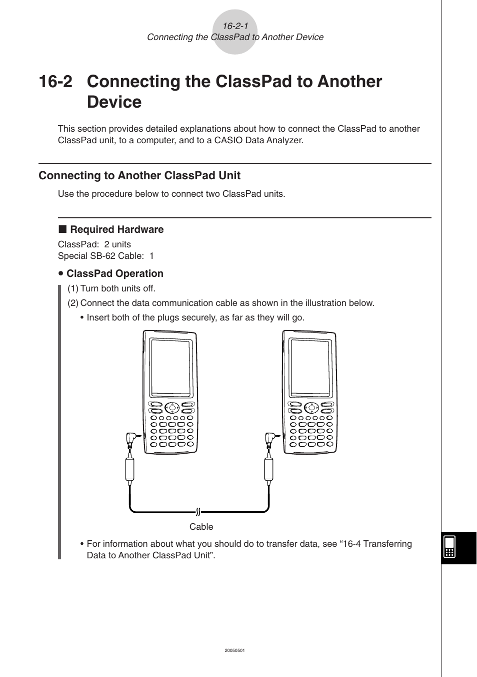 2 connecting the classpad to another device, 2 connecting the classpad to another device -2-1, Connecting to another classpad unit -2-1 | Connecting the classpad to another device | Casio ClassPad 300 PLUS User Manual | Page 703 / 753