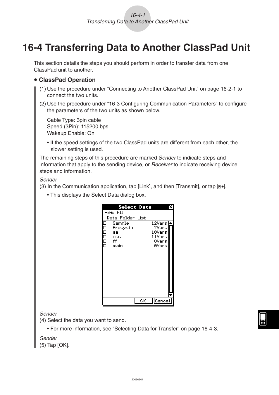 4 transferring data to another classpad unit, 4 transferring data to another classpad unit -4-1, Transferring data to another classpad unit | Casio ClassPad 300 PLUS User Manual | Page 709 / 753