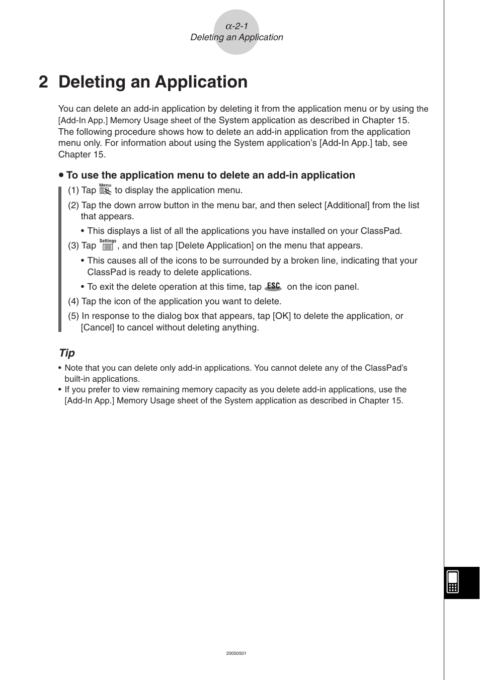 2 deleting an application, Deleting an application | Casio ClassPad 300 PLUS User Manual | Page 718 / 753