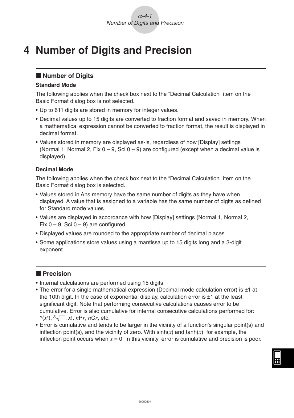 4 number of digits and precision, Number of digits and precision | Casio ClassPad 300 PLUS User Manual | Page 724 / 753