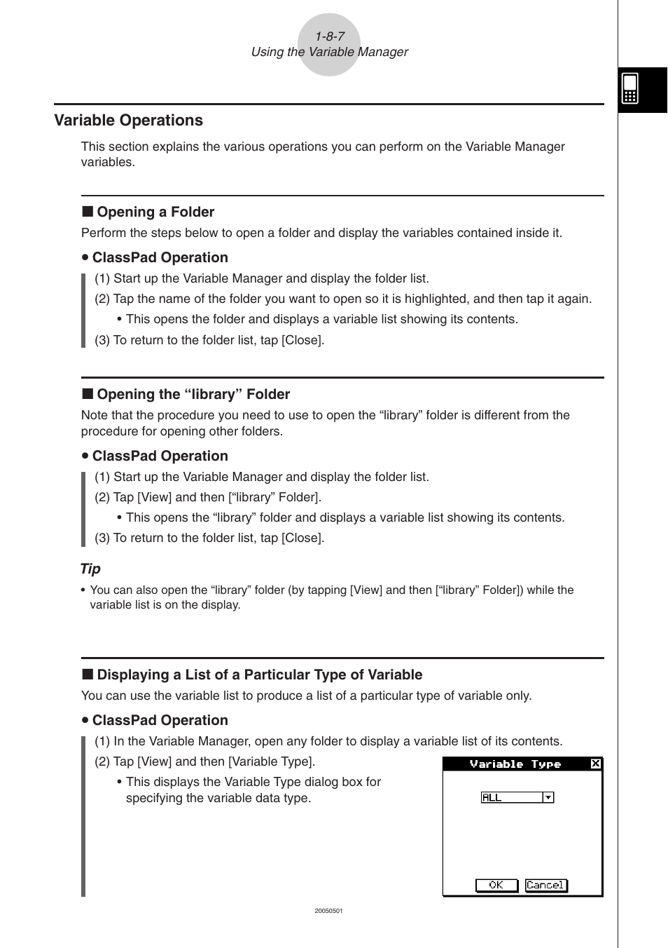 Variable operations -8-7, Variable operations | Casio ClassPad 300 PLUS User Manual | Page 84 / 753