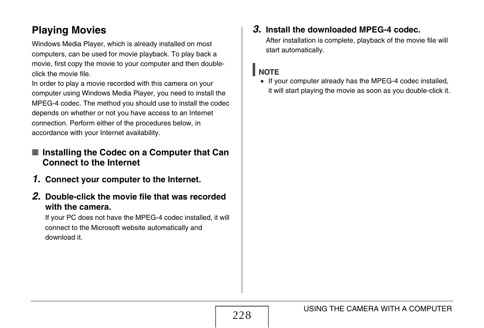 Playing movies | Casio EXILIM CARD EX-S770 User Manual | Page 228 / 290