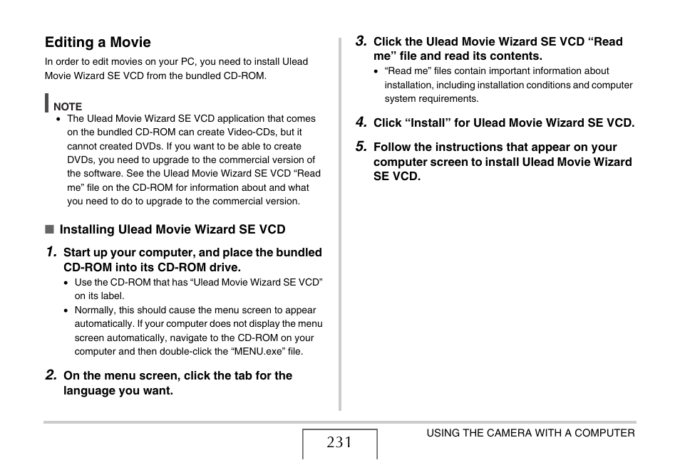 Editing a movie | Casio EXILIM CARD EX-S770 User Manual | Page 231 / 290