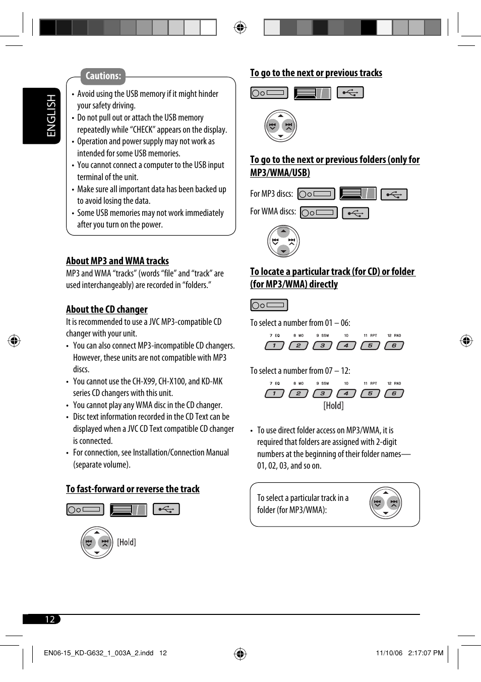 English | JVC KD-G631 User Manual | Page 12 / 86