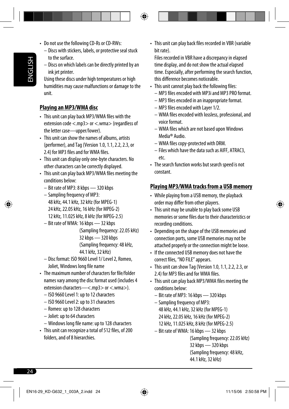 English | JVC KD-G631 User Manual | Page 24 / 86