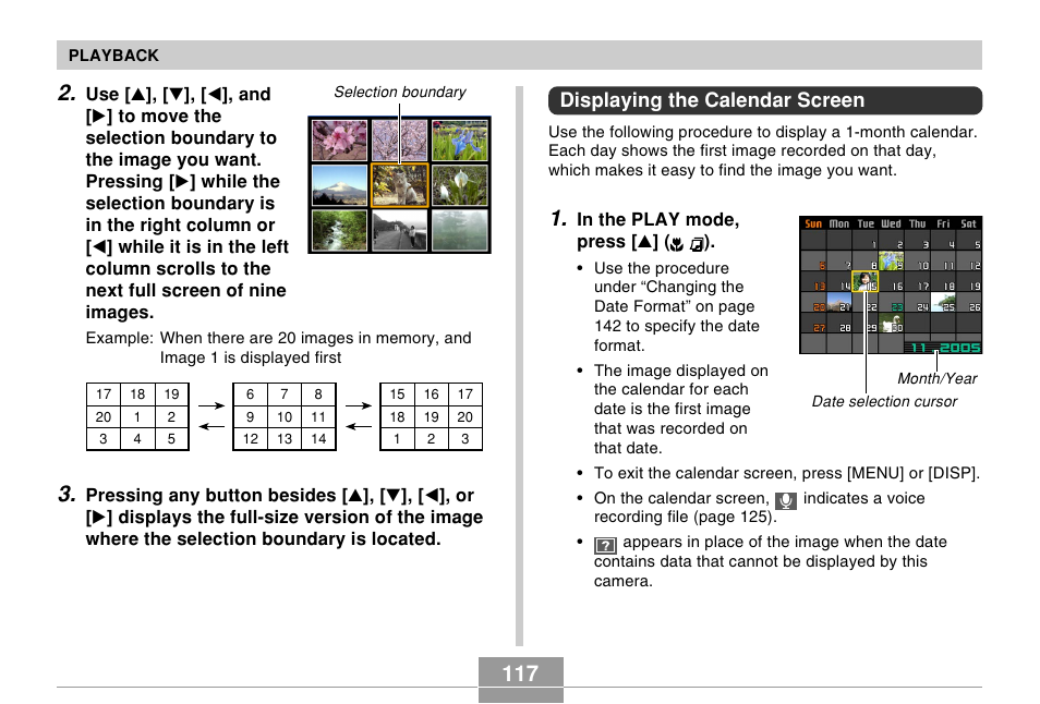 Displaying the calendar screen | Casio EX-Z57 User Manual | Page 117 / 214