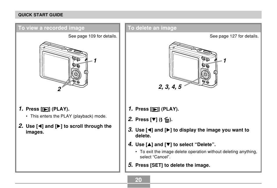 To view a recorded image, To delete an image | Casio EX-Z57 User Manual | Page 20 / 214