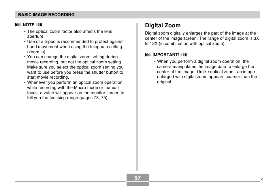 Digital zoom | Casio EX-Z57 User Manual | Page 57 / 214