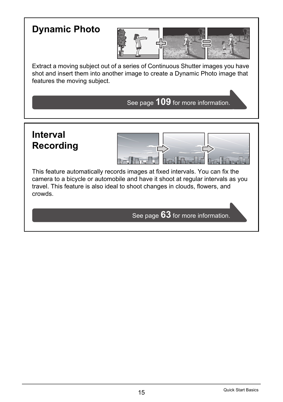 Dynamic photo, Interval recording | Casio EX-G1 User Manual | Page 15 / 193