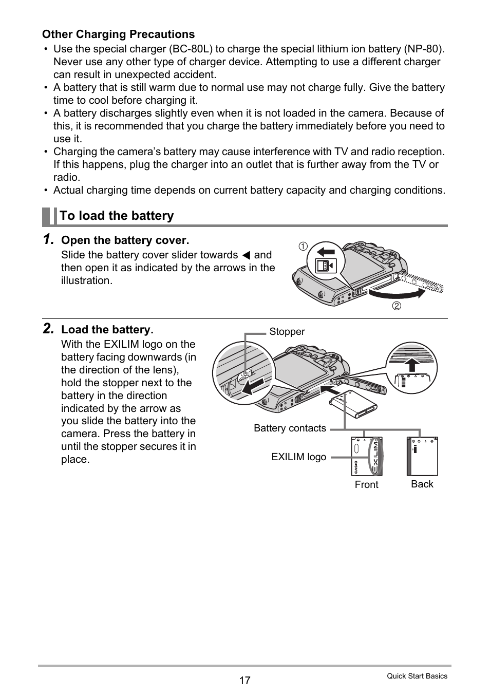 To load the battery | Casio EX-G1 User Manual | Page 17 / 193