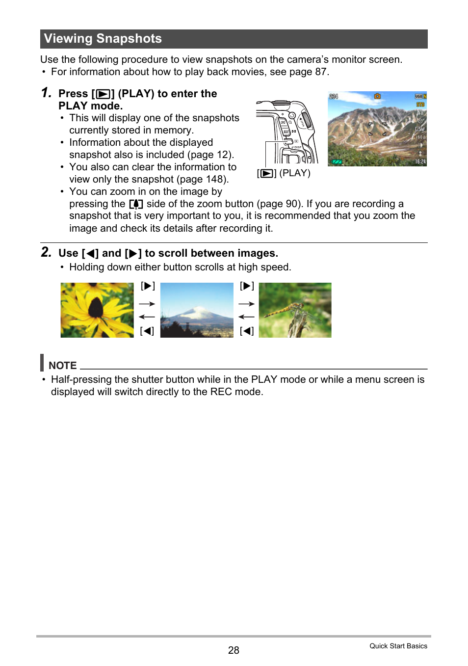 Viewing snapshots | Casio EX-G1 User Manual | Page 28 / 193