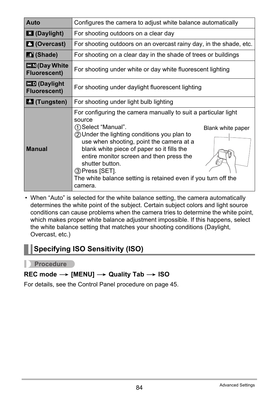 Specifying iso sensitivity (iso) | Casio EX-G1 User Manual | Page 84 / 193