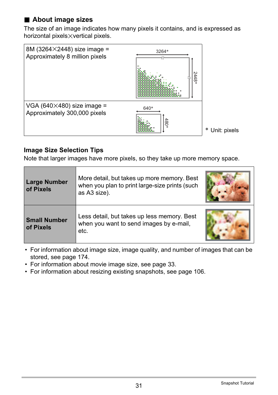 About image sizes | Casio EXILIM EX-Z25 User Manual | Page 31 / 193