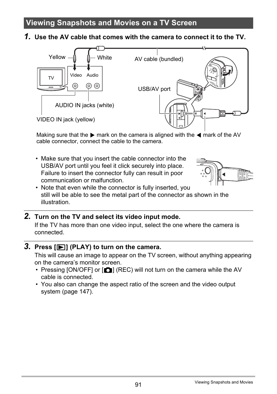 Viewing snapshots and movies on a tv screen | Casio EXILIM EX-Z25 User Manual | Page 91 / 193